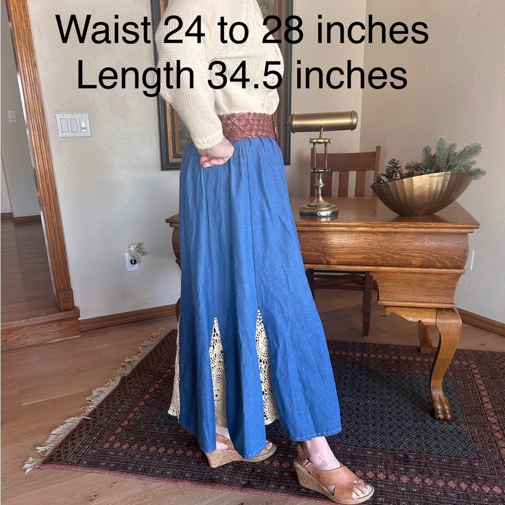 🌿 Vintage Flowy Denim Maxi Skirt | Prairie Girl | Cottagecore - Picture 4 of 7